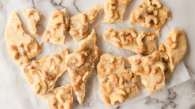 Brittle pieces on parchment paper