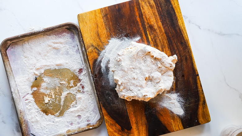 Marshmallow on wood cutting board