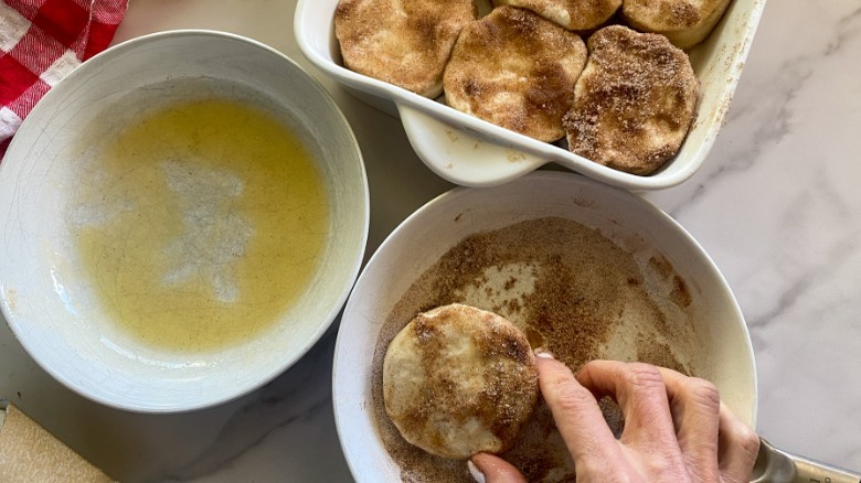 biscuits dipped in sugar mixture