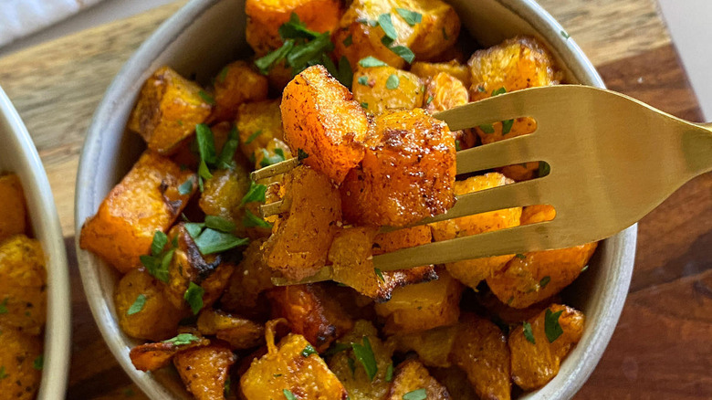 bowl of squash with parsley