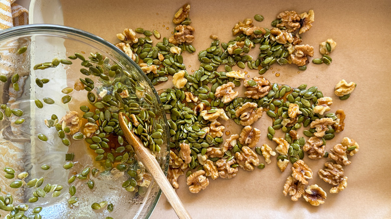 filling the baking sheet