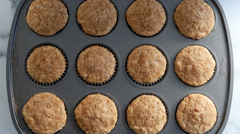 baked muffins in pan