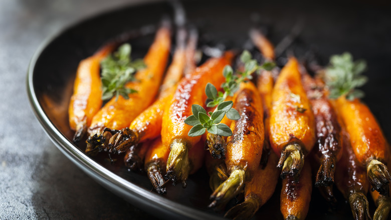 Bowl of roasted carrots