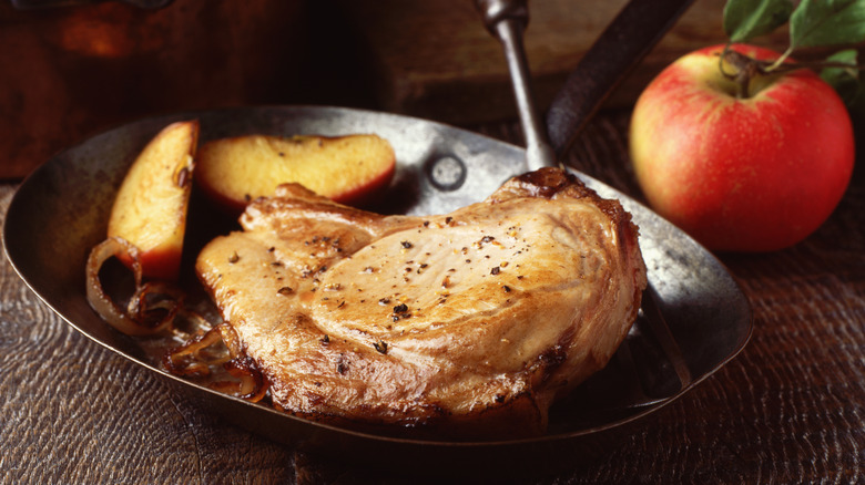 glazed pork chops in skillet