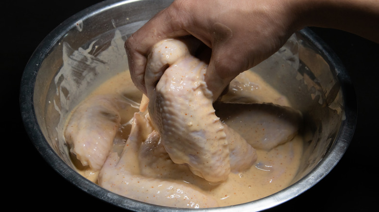 Marinating chicken in coconut milk