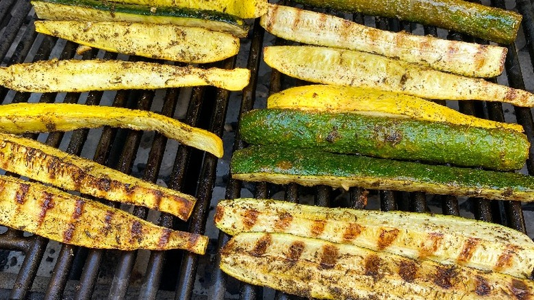 grilled squash on grill grates