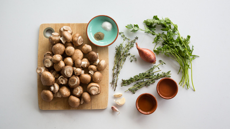 marinated mushroom ingredients on table