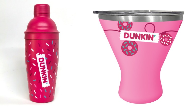 Dunkin' martini shaker and glass