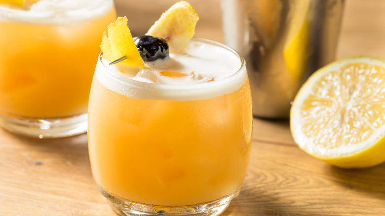 Whiskey sour in a glass