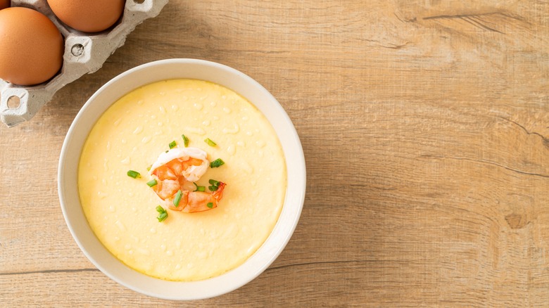 Steamed eggs with shrimp