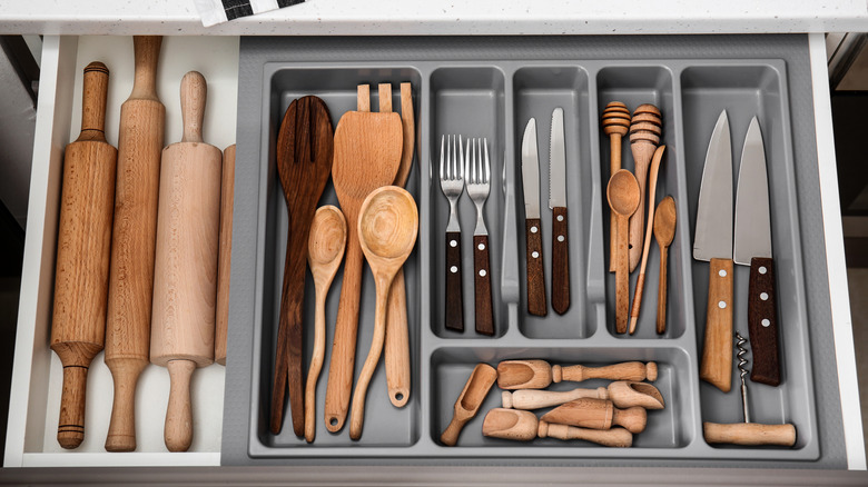 Rolling pins in a drawer