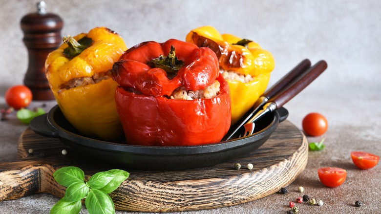 Trio of stuffed peppers