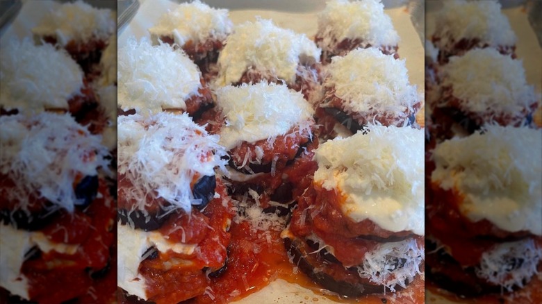 Eggplant parmigiana on a plate