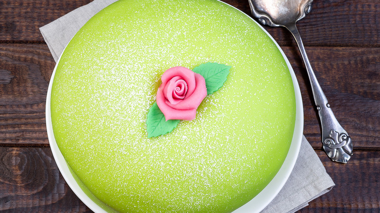 Swedish cake with marzipan rose