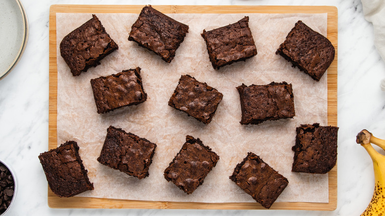 banana chocolate brownies on board