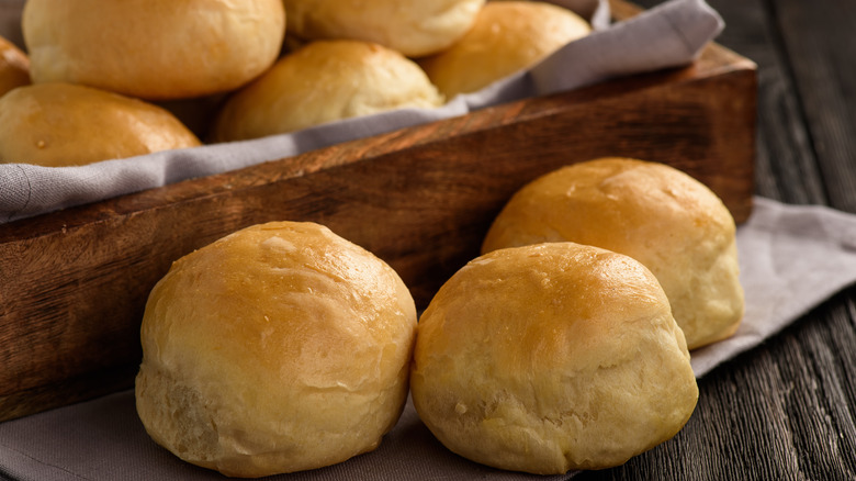 potato rolls on wooden surface