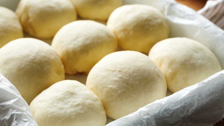 yeast dough rolls rising