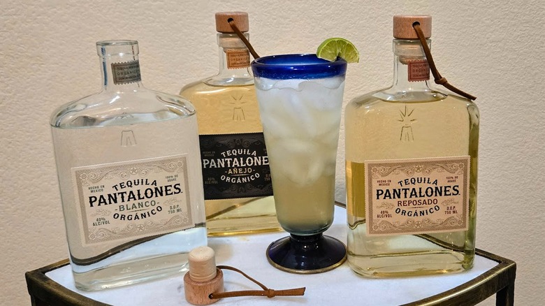 Three Pantalones tequilas with margarita