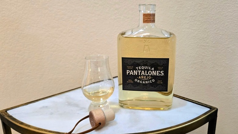 Dram of Pantalones Anejo and bottle