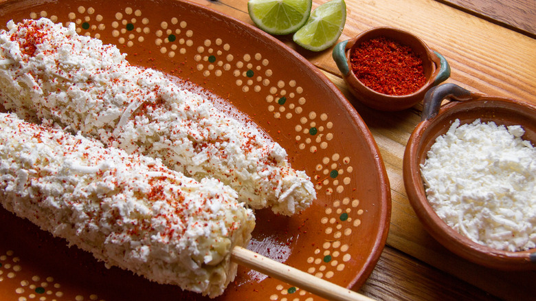 corn with mayonnaise and cotija