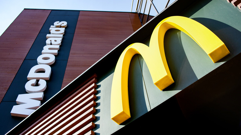 McDonald's storefront from below