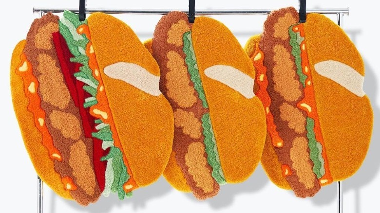McDonald's chicken sandwich rugs on rack
