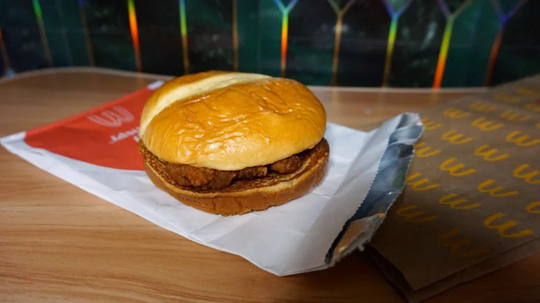 McDonald's Spicy McCrispy on a McDonald's bag