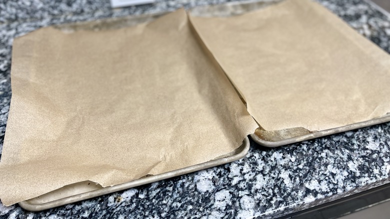 baking sheets lined with parchment