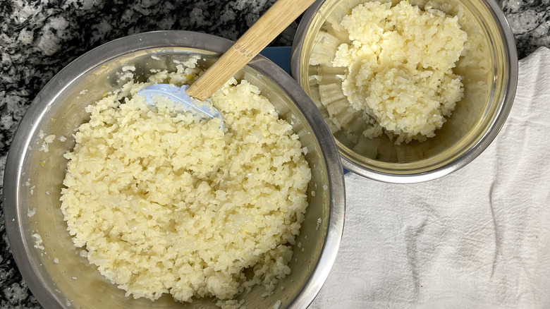 cauliflower rice in two bowls