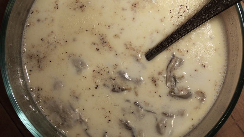 Pot of oyster stew