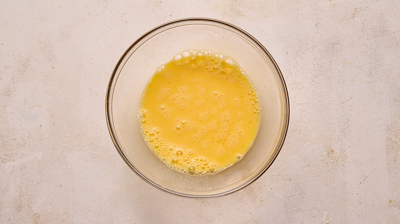 eggs whisked in bowl