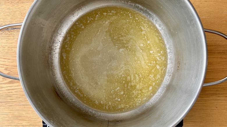 melted butter in pot