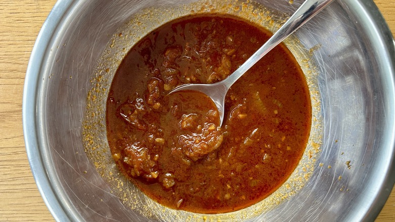 reserved brisket sauce in bowl