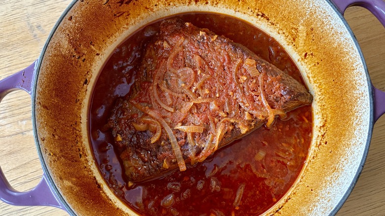 baked saucy brisket in pot