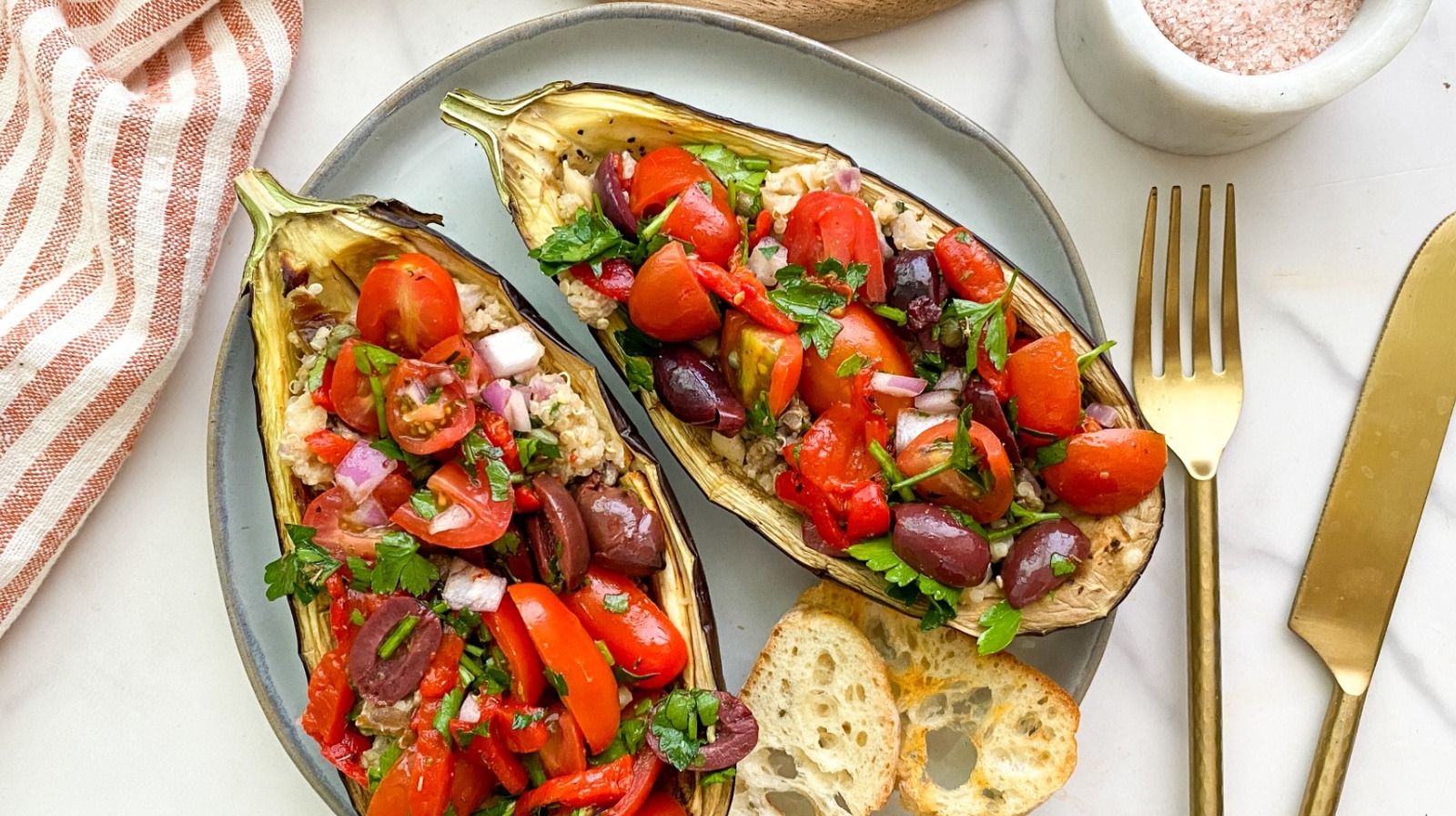 Mediterranean Baked Stuffed Eggplant Recipe