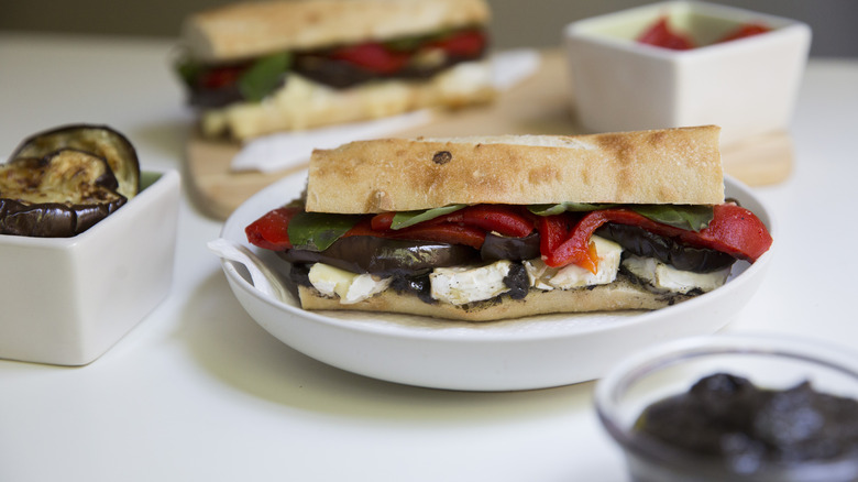 eggplant panini served on table