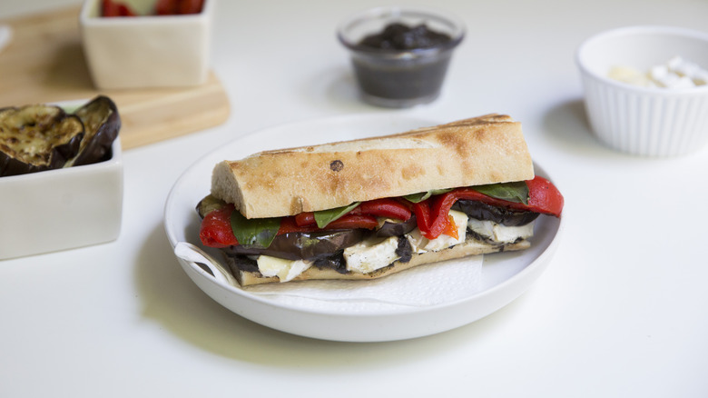 Mediterranean panini served on table