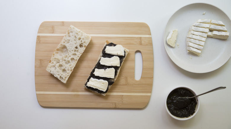 partially assembled panini on table