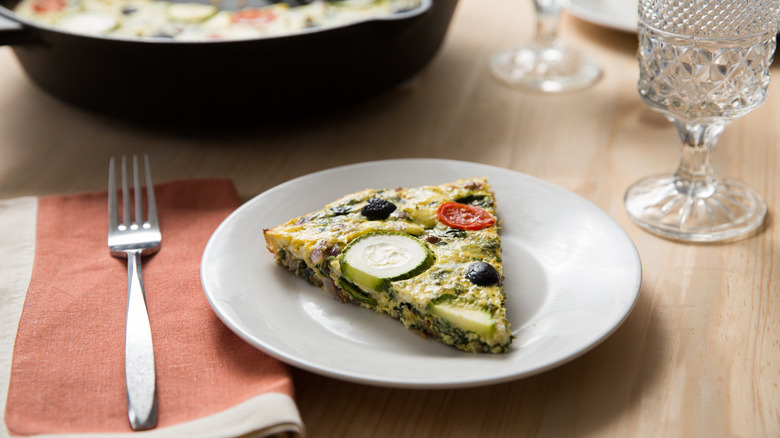 slice of frittata on plate