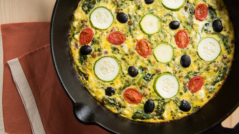 lentil frittata in iron pan