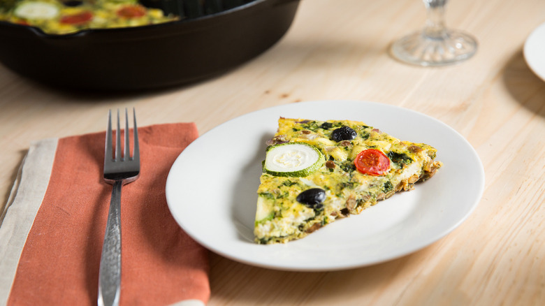 slice of frittata on plate