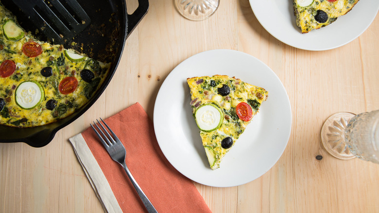 lentil frittata served on table