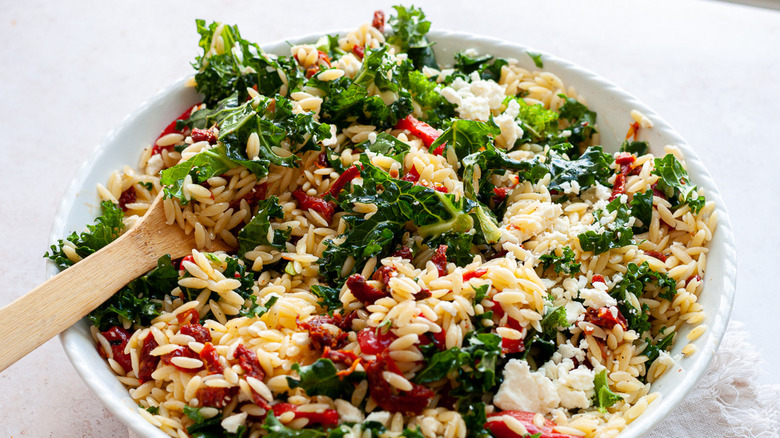 bowl of mediterranean orzo