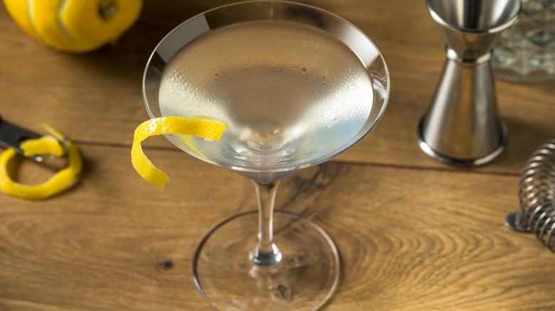 martini with lemon twist