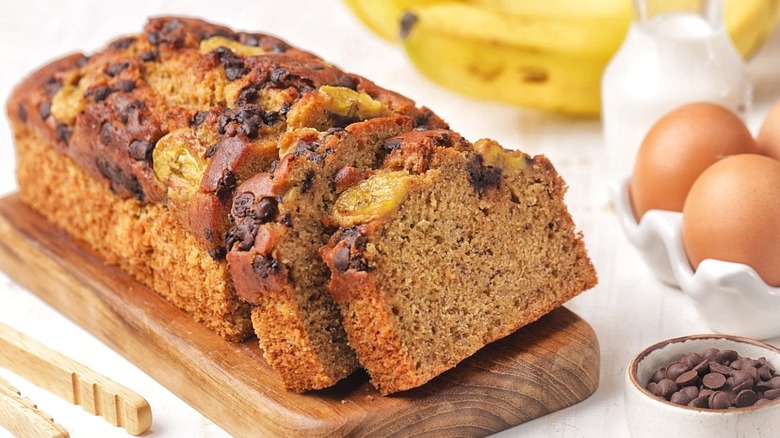 Banana bread on tray