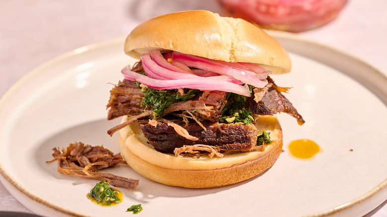 Brisket sandwich on a plate