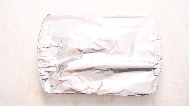 Foil-covered baking dish
