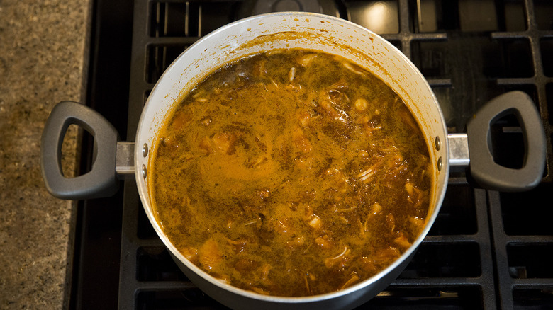 jackfruit tortilla soup in pot