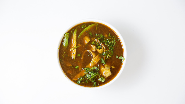 tortilla soup on white background