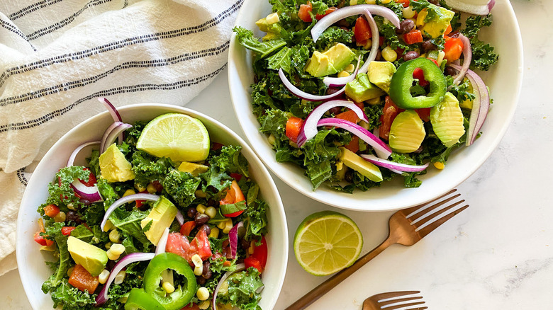 mexican kale salad in bowl 